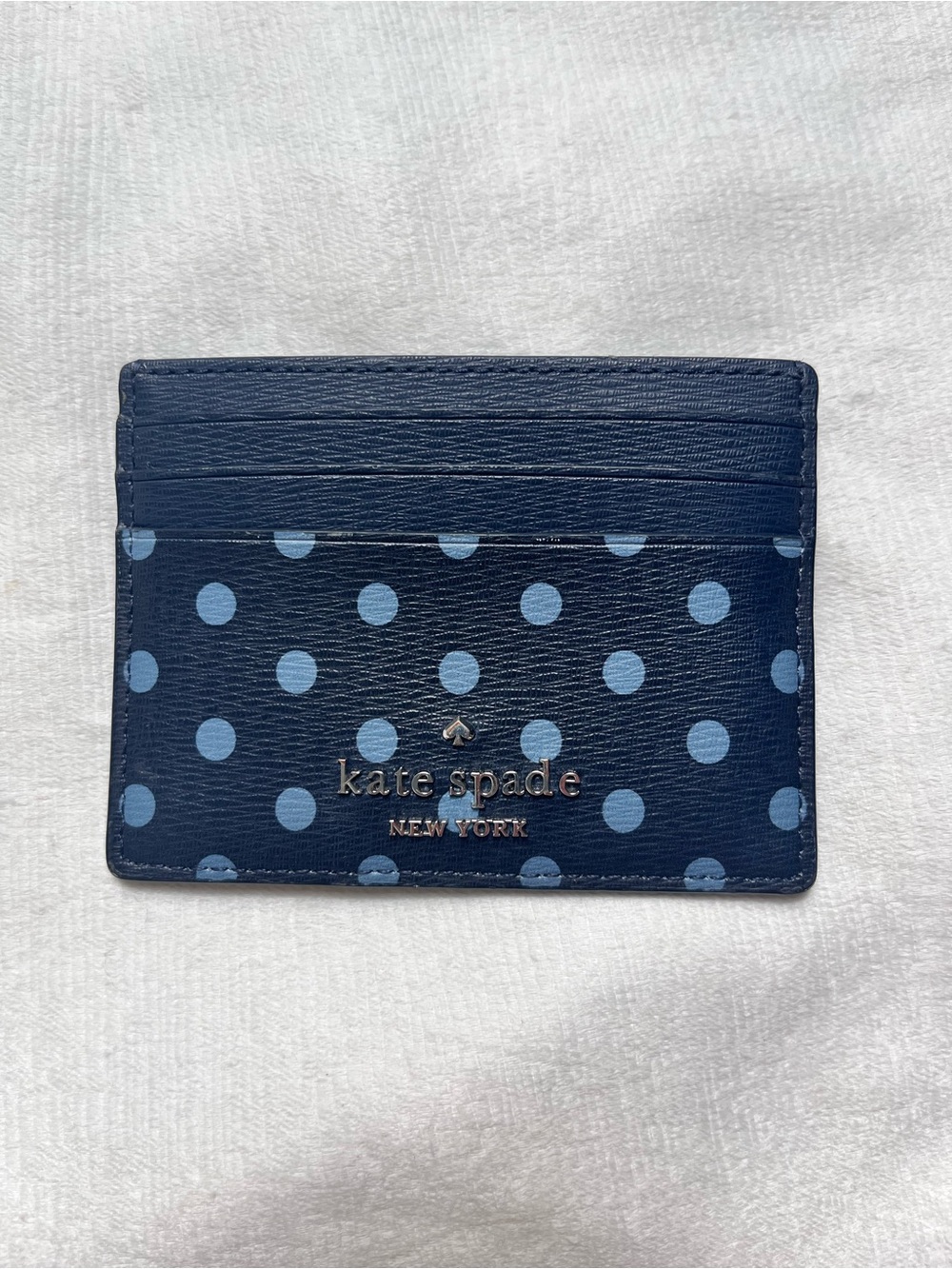 Kate Spade X Disney Alice in Wonderland Card holder navy Polka dot wallet - Picture 2 of 3
